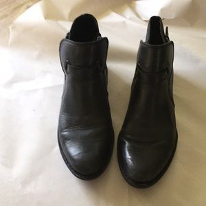 Black leather booties